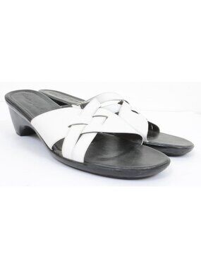 Clarks Women's 11M White Leather Slide Slip-On Sandals Vacay Resort Cruise Shoes
